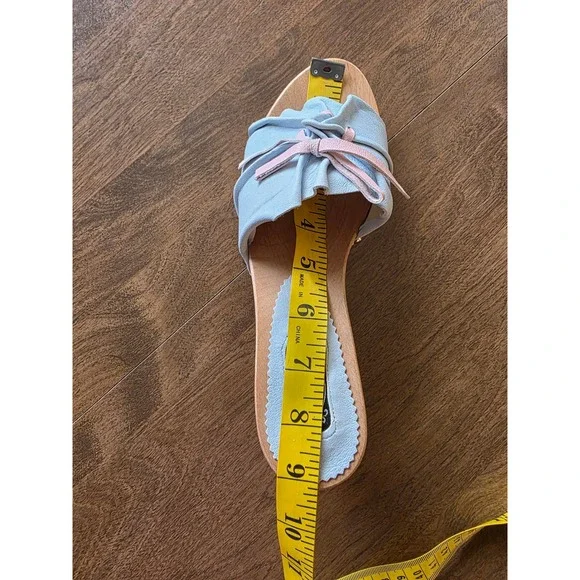 Salpy the kate wood sandals Clogs Wooden Light Blue Pink Bows Studded Size 6 - Picture 11 of 11
